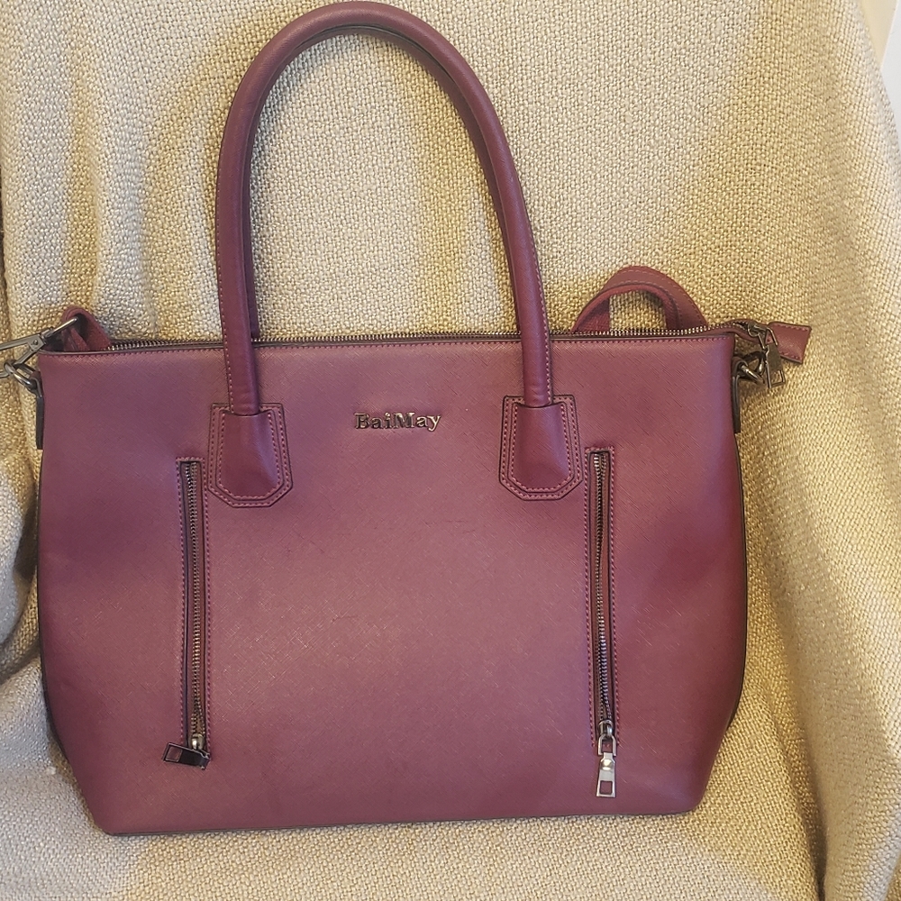 BaiMay Burgundy Laptop/Brief Case